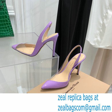 Gianvito Rossi Heel 10.5cm PLEXI PVC and Patent leather Slingback Pumps Violet 2022