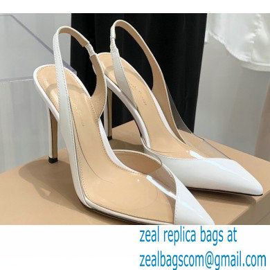 Gianvito Rossi Heel 10.5cm PLEXI PVC and Patent leather Slingback Pumps White 2022