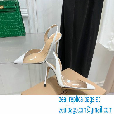 Gianvito Rossi Heel 10.5cm PLEXI PVC and Patent leather Slingback Pumps White 2022