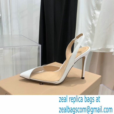 Gianvito Rossi Heel 10.5cm PLEXI PVC and Patent leather Slingback Pumps White 2022