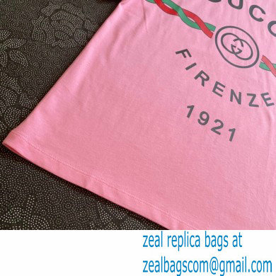 Gucci Cotton jersey 'Gucci Firenze 1921' T-shirt pink 2022