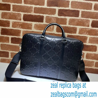 Gucci GG embossed briefcase bag 658573 Black 2022