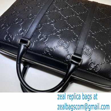 Gucci GG embossed briefcase bag 658573 Black 2022