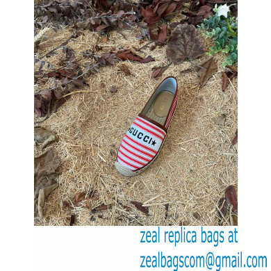 Gucci Star Stripe print Cotton Canvas Espadrilles Red 2022