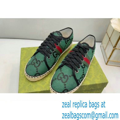 Gucci maxi GG Canvas Espadrilles Green with Web 2022