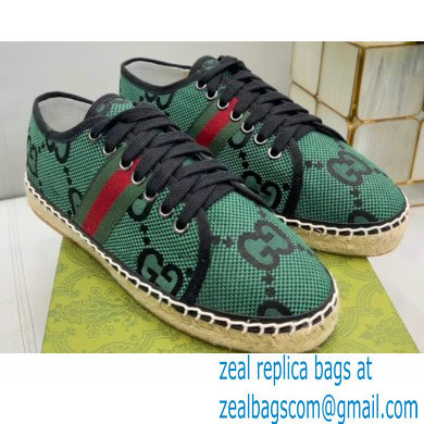 Gucci maxi GG Canvas Espadrilles Green with Web 2022