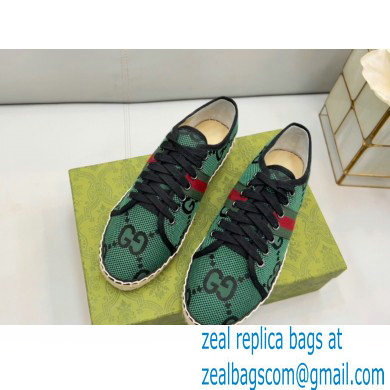 Gucci maxi GG Canvas Espadrilles Green with Web 2022