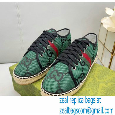 Gucci maxi GG Canvas Espadrilles Green with Web 2022