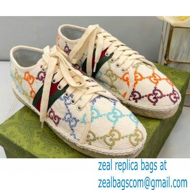 Gucci maxi GG Canvas Espadrilles Multicolor with Web 2022