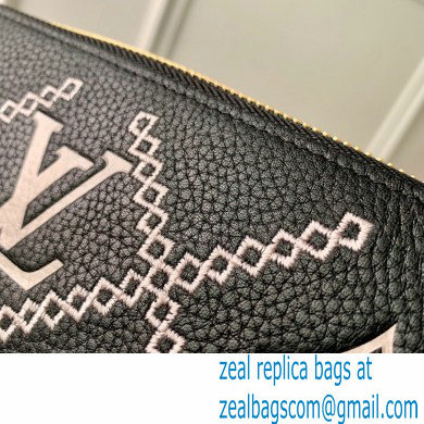 Louis Vuitton Monogram Empreinte Leather Zippy Wallet Embroidered Black