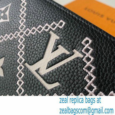 Louis Vuitton Monogram Empreinte Leather Zippy Wallet Embroidered Black