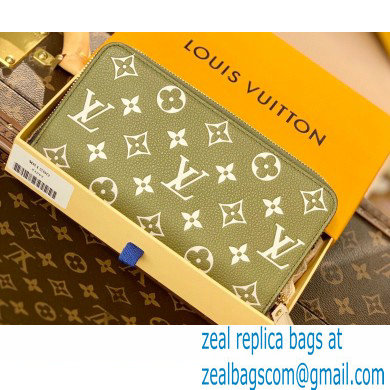 Louis Vuitton Monogram Empreinte Leather Zippy Wallet Spring in the City M81280 Khaki/Beige