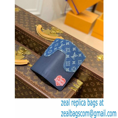 Louis Vuitton Monogram denim Brazza Wallet Blue