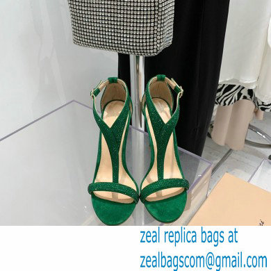 Gianvito Rossi Heel 10.5cm Eiko Stiletto Leather Sandals Crystals Green 2022