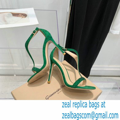 Gianvito Rossi Heel 10.5cm Eiko Stiletto Leather Sandals Crystals Green 2022