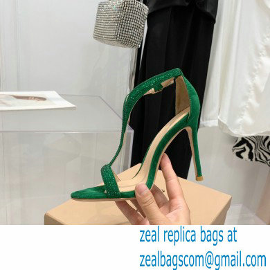 Gianvito Rossi Heel 10.5cm Eiko Stiletto Leather Sandals Crystals Green 2022