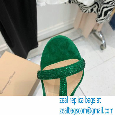 Gianvito Rossi Heel 10.5cm Eiko Stiletto Leather Sandals Crystals Green 2022