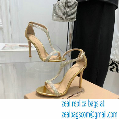 Gianvito Rossi Heel 10.5cm Eiko Stiletto Leather Sandals Crystals Metallic Gold 2022