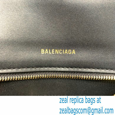 BALENCIAGAHourglass Small Handbag in black shiny box calfskin with gold hardware 2022