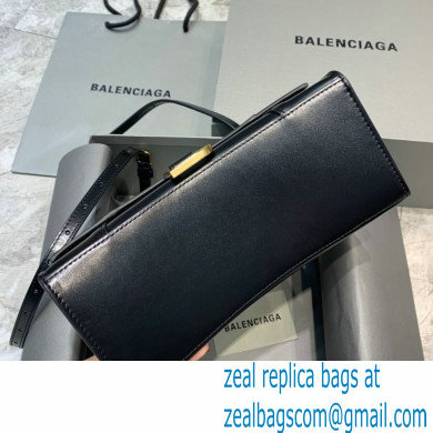 BALENCIAGAHourglass Small Handbag in black shiny box calfskin with gold hardware 2022