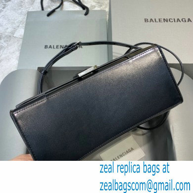 BALENCIAGAHourglass Small Handbag in black shiny box calfskin with silver hardware 2022