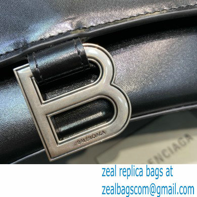 BALENCIAGAHourglass Small Handbag in black shiny box calfskin with silver hardware 2022