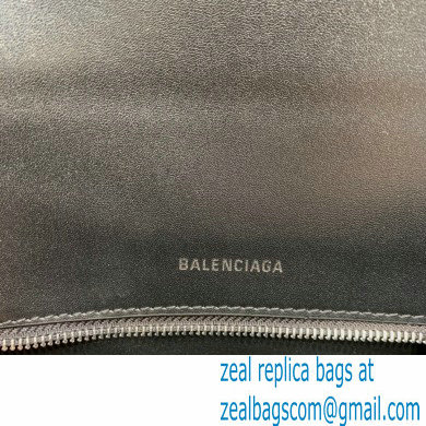 BALENCIAGAHourglass Small Handbag in black shiny box calfskin with silver hardware 2022