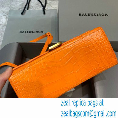 BALENCIAGA Hourglass Small Handbag in orange shiny crocodile embossed calfskin 2022 - Click Image to Close