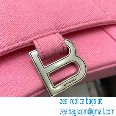 BALENCIAGA Hourglass Small Handbag in pink washed denim 2022