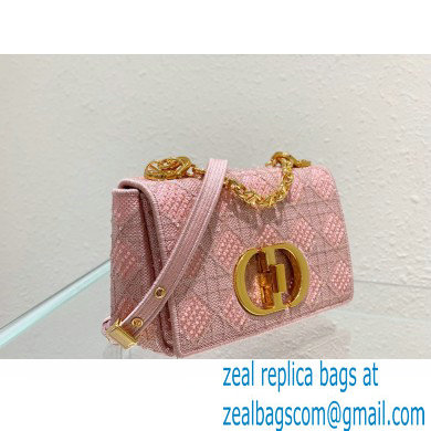 Dior Small Caro Chain Bag in Beads and Crystals Embroidery Pink 2022