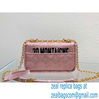 Dior Small Caro Chain Bag in Beads and Crystals Embroidery Pink 2022