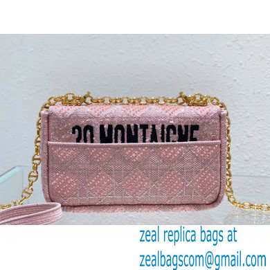 Dior Small Caro Chain Bag in Beads and Crystals Embroidery Pink 2022