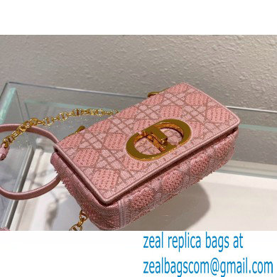 Dior Small Caro Chain Bag in Beads and Crystals Embroidery Pink 2022