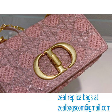 Dior Small Caro Chain Bag in Beads and Crystals Embroidery Pink 2022