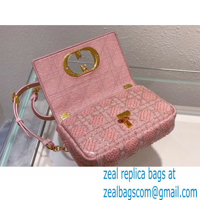 Dior Small Caro Chain Bag in Beads and Crystals Embroidery Pink 2022