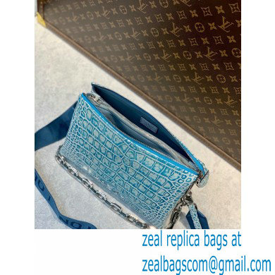 Louis Vuitton Coussin PM Bag in Crocodile Embossed Leather M57791 Blue 2022