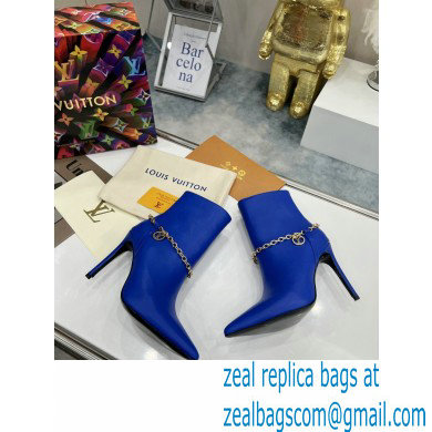 Louis Vuitton Heel 10cm Mansion Ankle Boots Blue with Chain 2022 - Click Image to Close