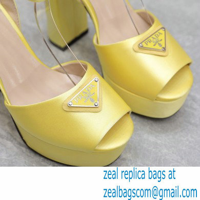 Prada Heel 13cm platform 4cm High-heeled satin sandals Yellow 2022 - Click Image to Close
