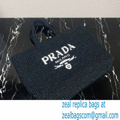 Prada Large raffia tote bag 1BG392 Black 2022