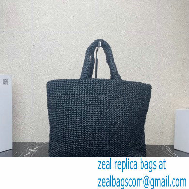 Prada Large raffia tote bag 1BG392 Black 2022