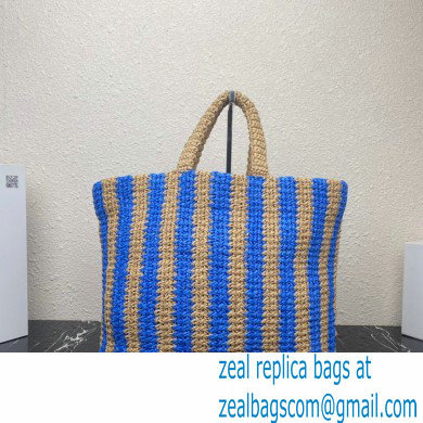 Prada Large raffia tote bag 1BG392 Blue/Beige 2022