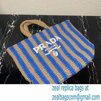 Prada Large raffia tote bag 1BG392 Blue/Beige 2022