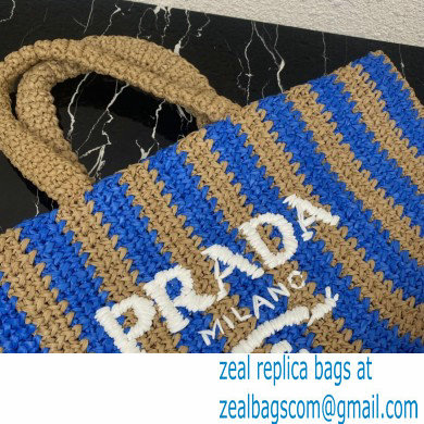 Prada Large raffia tote bag 1BG392 Blue/Beige 2022