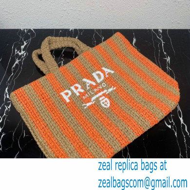 Prada Large raffia tote bag 1BG392 Orange/Beige 2022