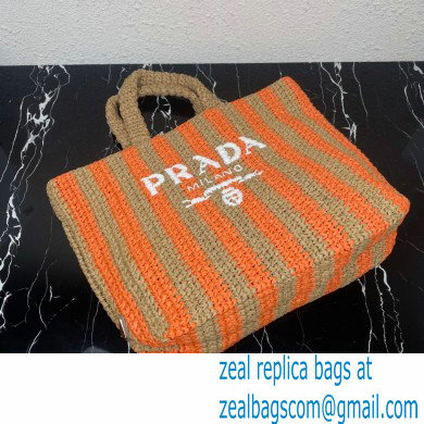 Prada Large raffia tote bag 1BG392 Orange/Beige 2022