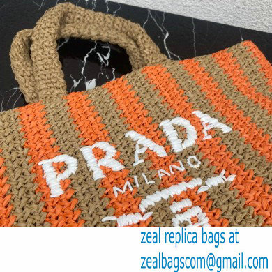 Prada Large raffia tote bag 1BG392 Orange/Beige 2022