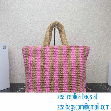 Prada Large raffia tote bag 1BG392 Pink/Beige 2022