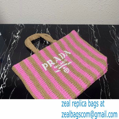 Prada Large raffia tote bag 1BG392 Pink/Beige 2022