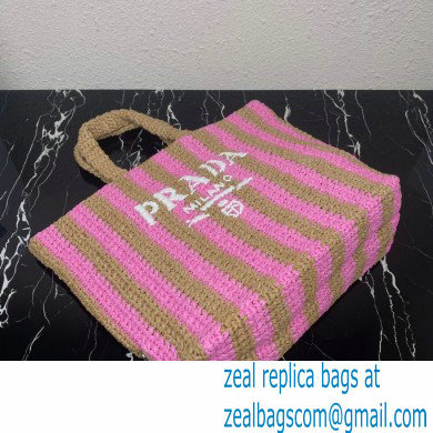 Prada Large raffia tote bag 1BG392 Pink/Beige 2022