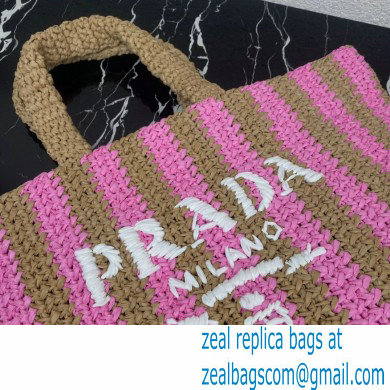 Prada Large raffia tote bag 1BG392 Pink/Beige 2022